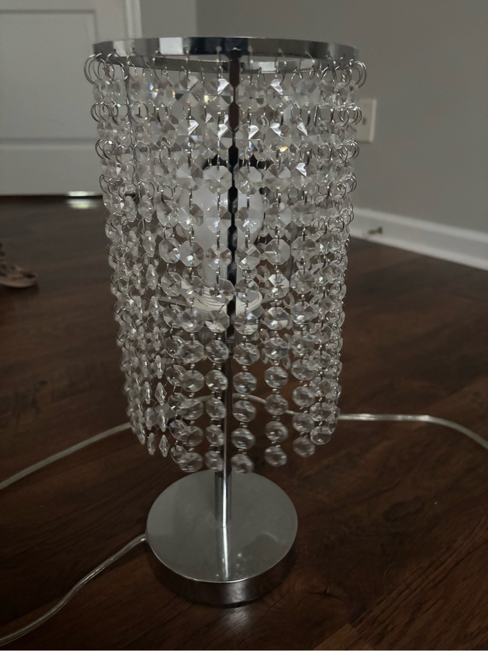 Crystal Beaded Table Lamp - Clear/Chrome